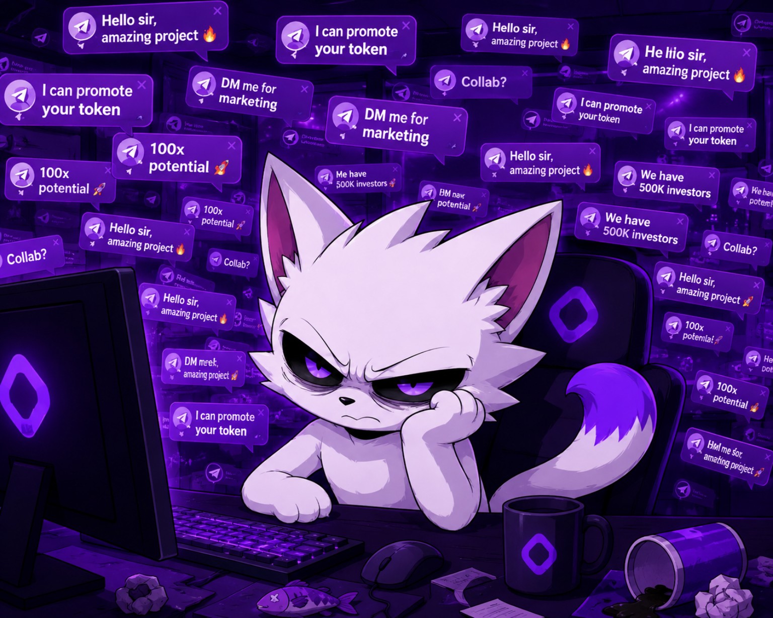 NADMON meme: surrounded by promoter messages